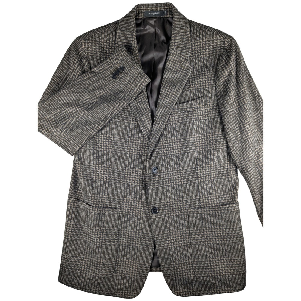 Banana Republic Tailored Fit Blazer Sport Coat Brown Houndstooth Menswear 44L